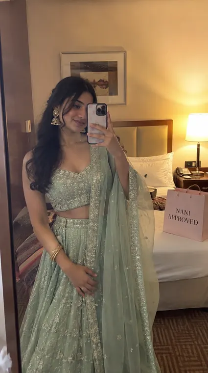 Fashion AI UGC reel: wedding guest, lehenga mirror selfie