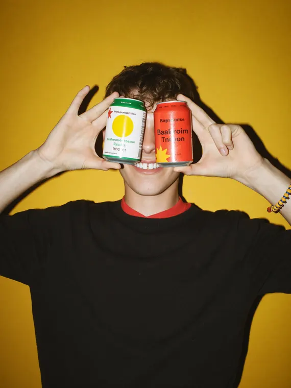 Food campaign: soda, cans as binoculars
