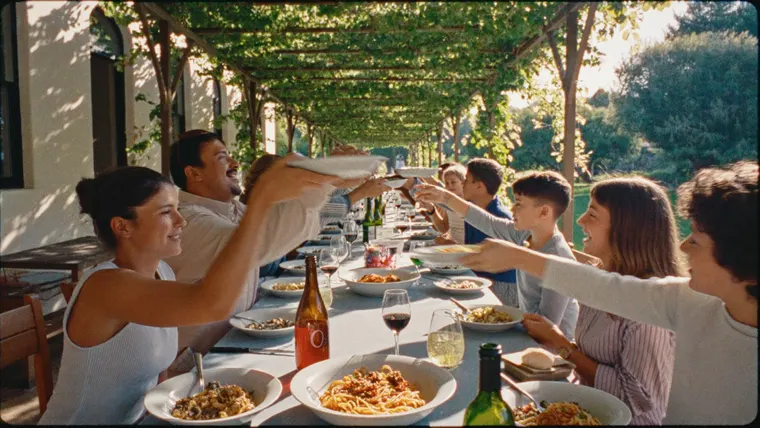 Food ad film Sunday Ragu, scene 3: the long table