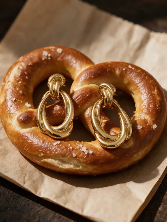 Jewellery product photography: knot earrings in the pretzel