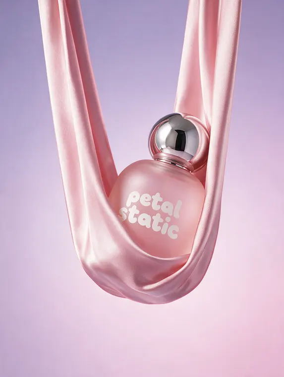 Perfume product photography: Petal Static, silk sling