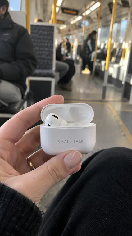 Tech AI UGC reel: commute, SMALL TALK earbuds on the metro