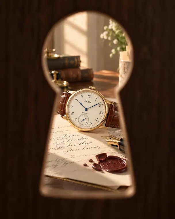 Watch product photography: Orrel Meridian through the keyhole